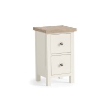 Modern Country Painted Oak Coconut White Narrow Bedside Table