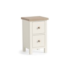 Modern Country Painted Oak Coconut White Narrow Bedside Table