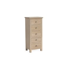 Modern Country Oak 5 Drawer Tall Chest of Drawers