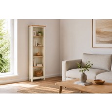 Modern Country Painted Oak Coconut White Slim Bookcase