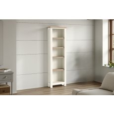 Modern Country Painted Oak Coconut White Slim Bookcase