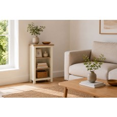 Modern Country Painted Oak Coconut White Mini Bookcase