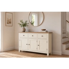 Modern Country Painted Oak Coconut White Large Sideboard