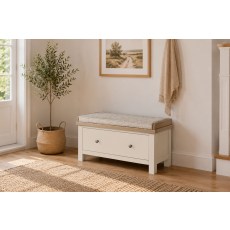 Modern Country Painted Oak Coconut White Hallway Bench