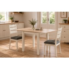 Modern Country Painted Oak Coconut White Flip-Top Dining Table