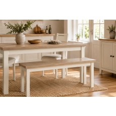 Modern Country Painted Oak Coconut White Shallow Storage Bench