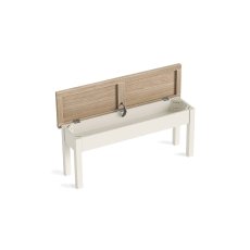 Modern Country Painted Oak Coconut White Shallow Storage Bench