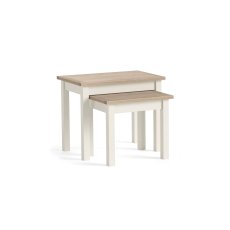 Modern Country Painted Oak Coconut White Nest Of Tables