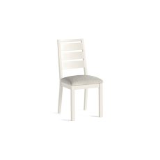 Modern Country Painted Oak Coconut White Dining Chair with Boucle White Seat