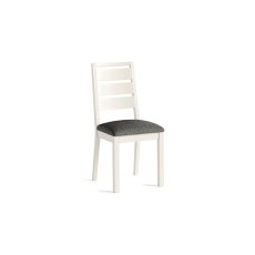 Modern Country Painted Oak Coconut White Dining Chair with Boucle Grey Seat