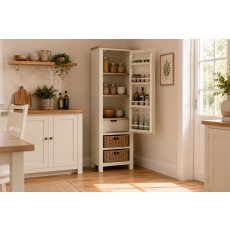 Modern Country Painted Oak Coconut White Larder Unit