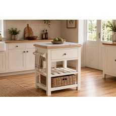 Modern Country Painted Oak Coconut White Small Kitchen Island Unit