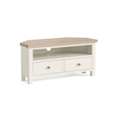 Modern Country Painted Oak Coconut White 100cm Corner TV Unit
