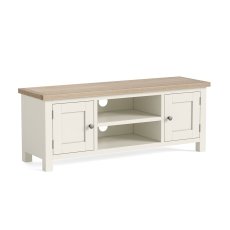 Modern Country Painted Oak Coconut White 125cm Large TV Unit