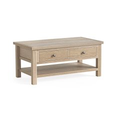 Modern Country Oak Coffee Table with Shelf
