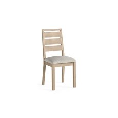 Modern Country Oak Dining Chair with Boucle White Seat