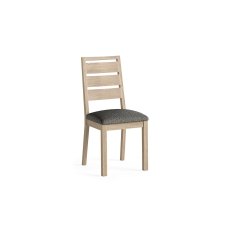 Modern Country Oak Dining Chair with Boucle Grey Seat