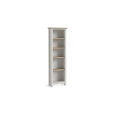Modern Country Painted Oak Stone Grey Slim Bookcase