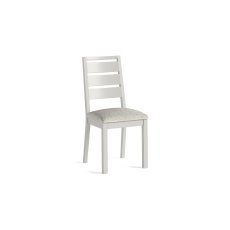 Modern Country Painted Oak Stone Grey Dining Chair with Boucle White Seat