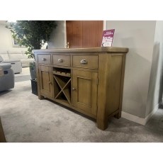 Ex-Display Redruth - Smoked Oak Large Sideboard with Wine Rack