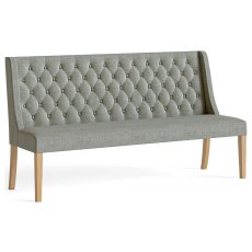 Normandy Chunky Country Oak Button Back Dining Sofa Bench in Grey Normandy Chunky Country Oak Button Back Dining Sofa Bench in Grey