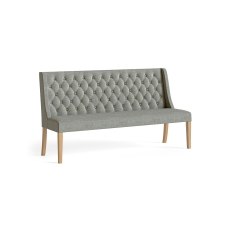 Normandy Chunky Country Oak Button Back Dining Sofa Bench in Grey Normandy Chunky Country Oak Button Back Dining Sofa Bench in Grey