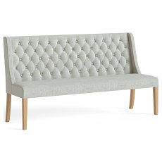 Normandy Chunky Country Oak Button Back Dining Sofa Bench in Beige Normandy Chunky Country Oak Button Back Dining Sofa Bench in Beige