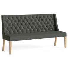 Normandy Chunky Country Oak Button Back Dining Sofa Bench in Charcoal Normandy Chunky Country Oak Button Back Dining Sofa Bench in Charcoal