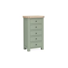 Salcombe Painted Oak Sage Green Tallboy Chest of Drawers