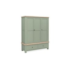 Salcombe Painted Oak Sage Green Triple Wardrobe