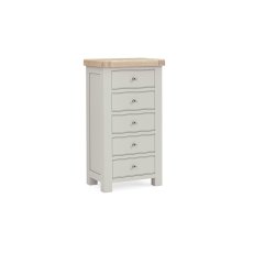 Salcombe Painted Oak Stone Grey Tallboy Chest of Drawers