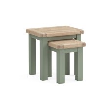 Salcombe Painted Oak Sage Green Nest Of Tables