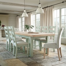 Salcombe Painted Oak Sage Green Large Extending Dining Table