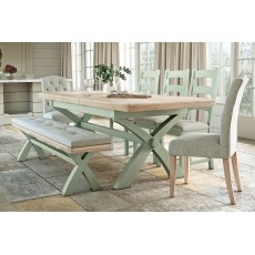 Salcombe Painted Oak Sage Green Cross-Leg Extending Dining Table
