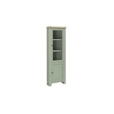 Salcombe Painted Oak Sage Green Corner Display Cabinet
