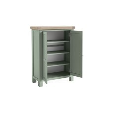 Salcombe Painted Oak Sage Green Shoe Storage Cabinet