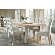 Salcombe Painted Oak Stone Grey Large Extending Dining Table