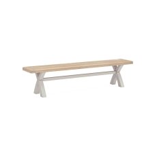 Salcombe Painted Oak Stone Grey Cross-Leg Dining Bench