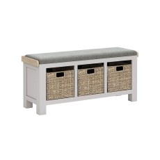 Salcombe Painted Oak Stone Grey Storage Bench