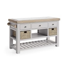 Salcombe Painted Oak Stone Grey Large Kitchen Island