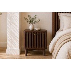 Soho Brown Oak Slatted Bedside Table