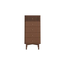 Soho Brown Oak Slatted Tallboy Chest of Drawers
