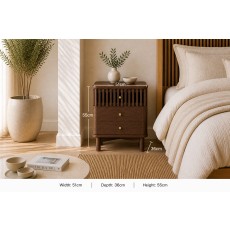 Soho Brown Oak Slatted 3 Drawer Bedside Table