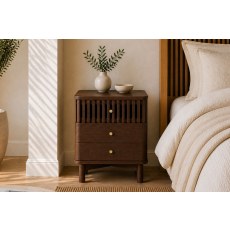 Soho Brown Oak Slatted 3 Drawer Bedside Table