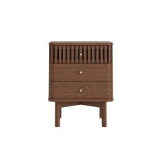 Soho Brown Oak Slatted 3 Drawer Bedside Table
