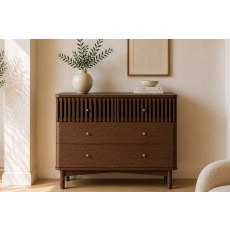 Soho Brown Oak Slatted 3 Drawer Chest of Drawers