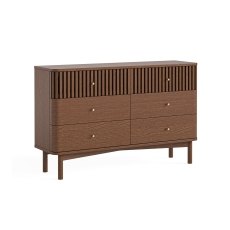 Soho Brown Oak Slatted 6 Drawer Chest of Drawers