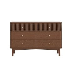 Soho Brown Oak Slatted 6 Drawer Chest of Drawers