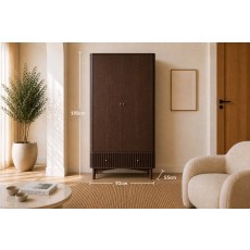 Soho Brown Oak Slatted Gents Wardrobe