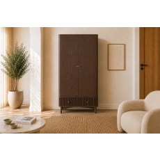 Soho Brown Oak Slatted Gents Wardrobe